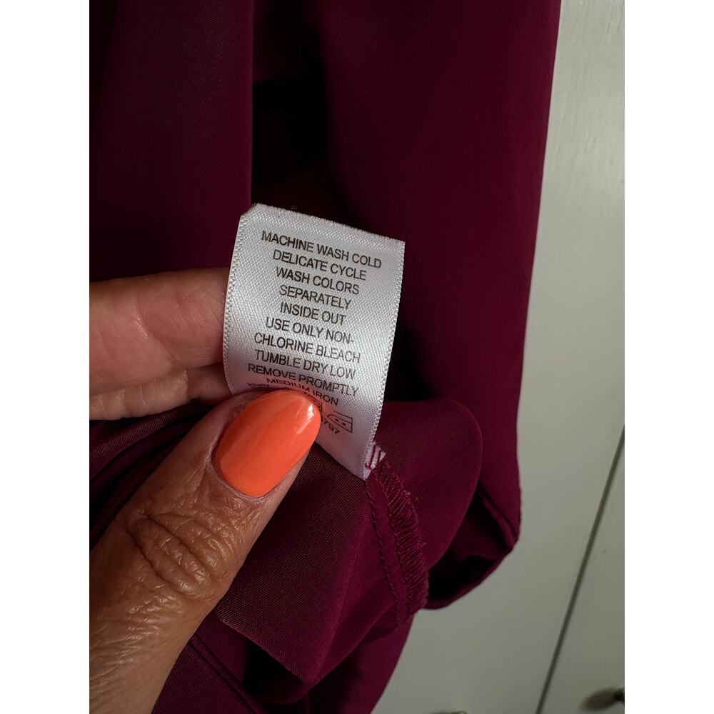 Woman Within Burgandy 3/4 Sleeve Button Front Shirt Collared Tunic 3X 30-32 - Picture 7 of 7